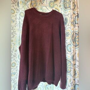 Chaps Maroon Textured Crewneck Sweater